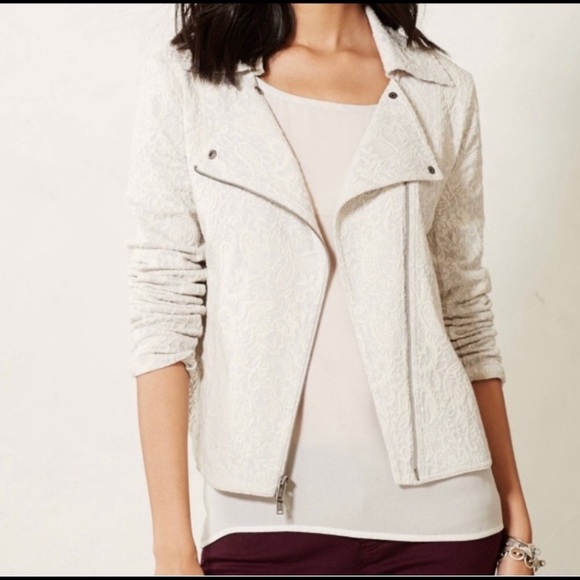 Anthropologie Jackets & Blazers - Saturday Sunday Anthro White Paisley Moto Jacket